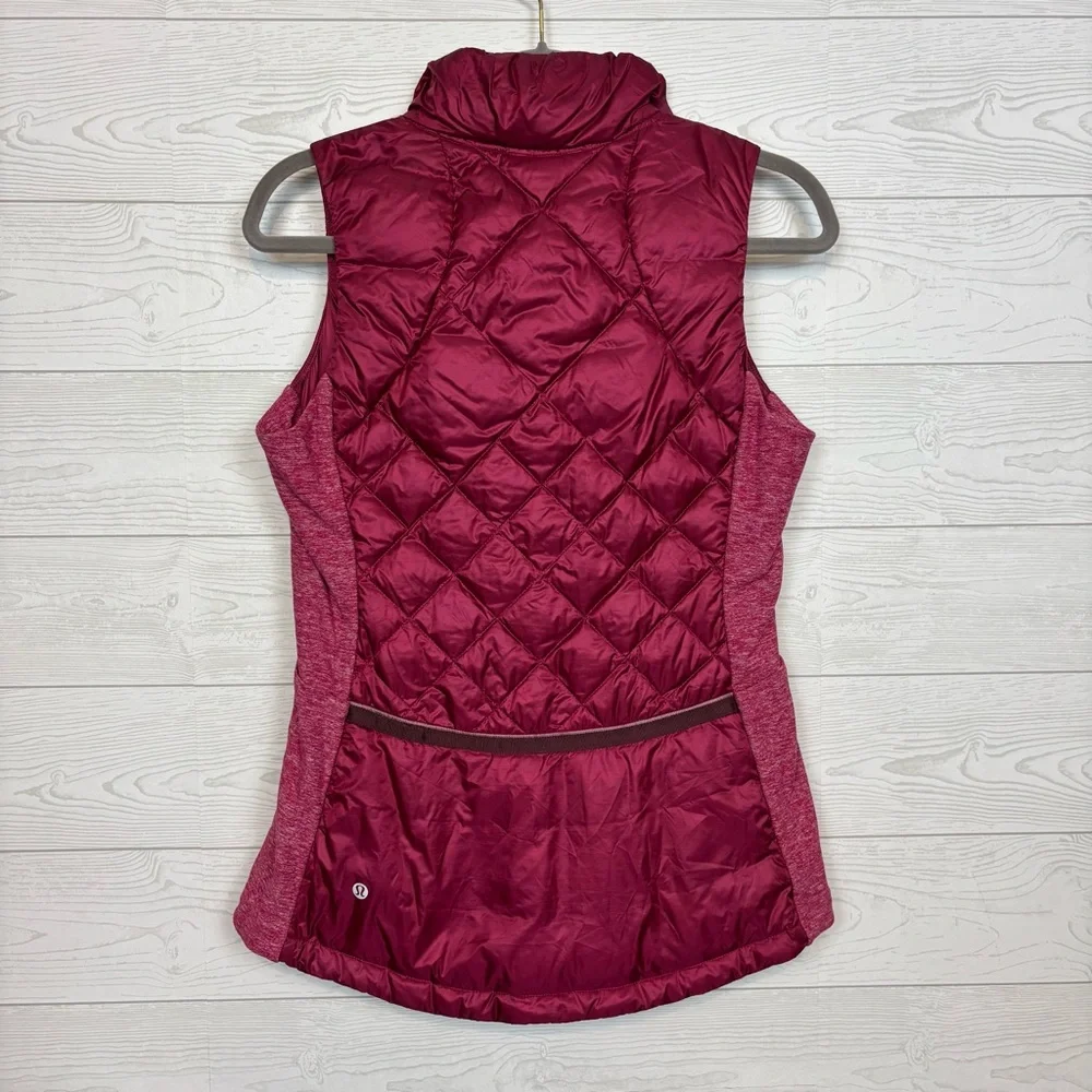 Lululemon Down For a Run Puffer Vest Raspberry Red Size 8 Berry Rumble - Picture 7 of 9